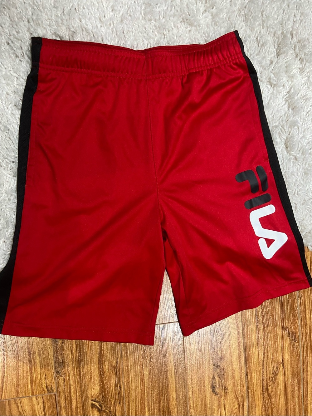 Fila Men’s Red Athletic Shorts with Black Side Panels